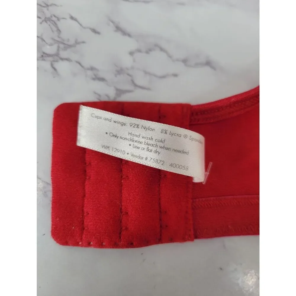 Cacique Red Satin Underwire Bra with Adjustable Straps